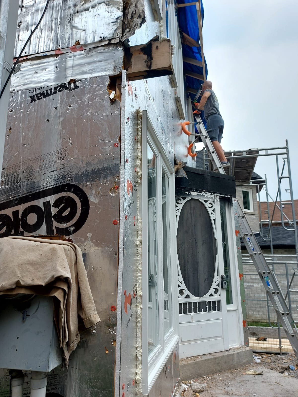 before installation of storm door