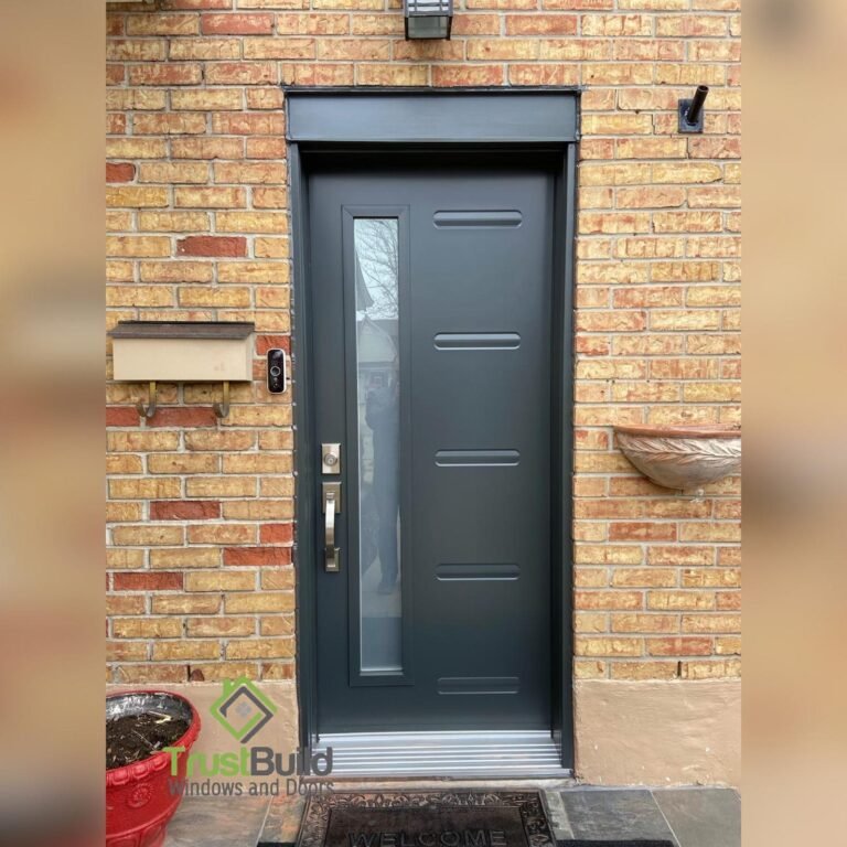 Door with sandblasted Glass