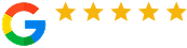 The multi-colored Google "G" logo followed by five gold stars, indicating a five-star rating.
