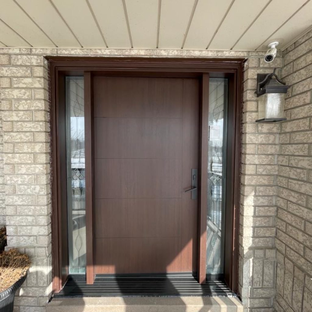 FIBERGLASS STAINED DOOR WITH 2 SIDELIGHTS