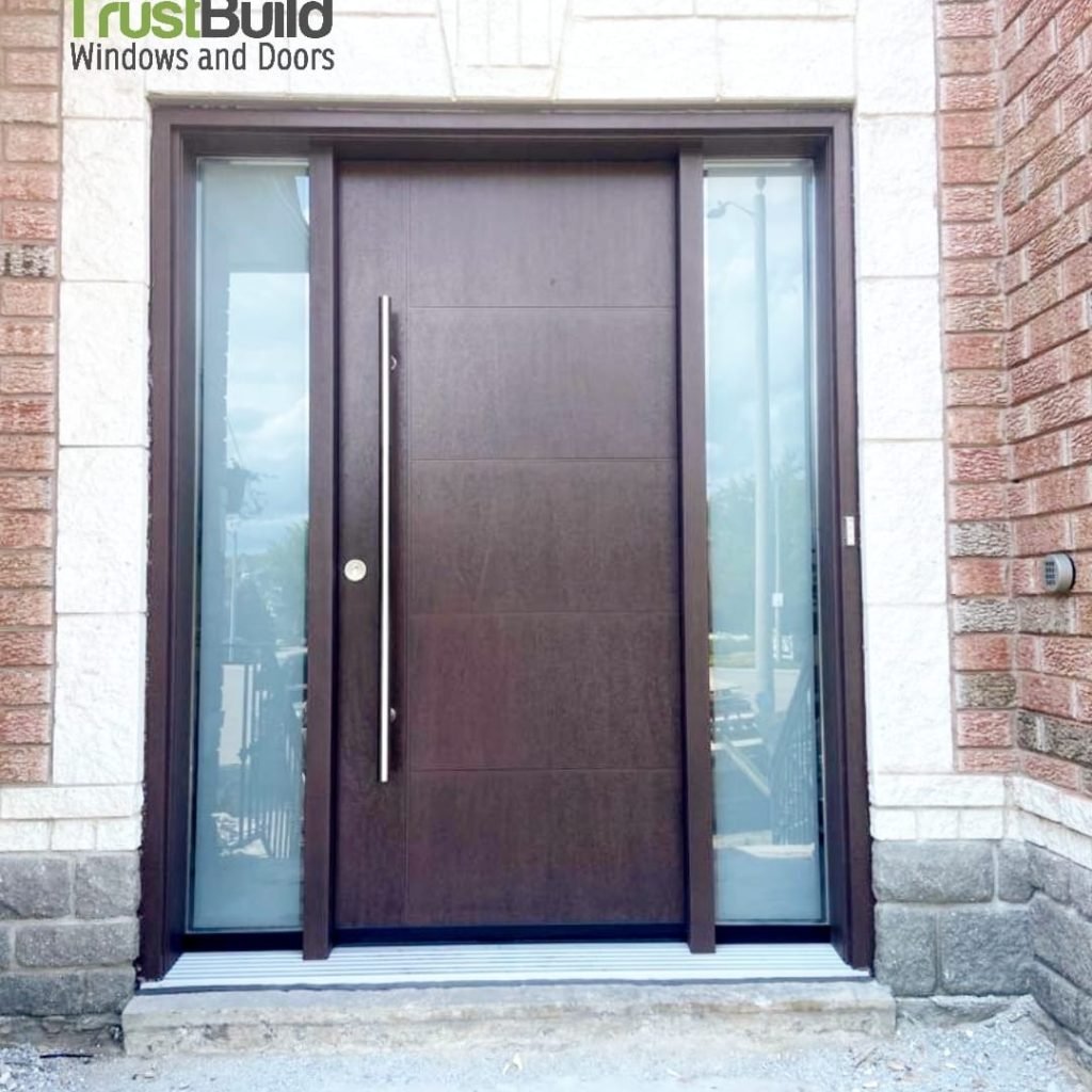 FIBERGLASS STAINED DOOR WITH PULL BAR